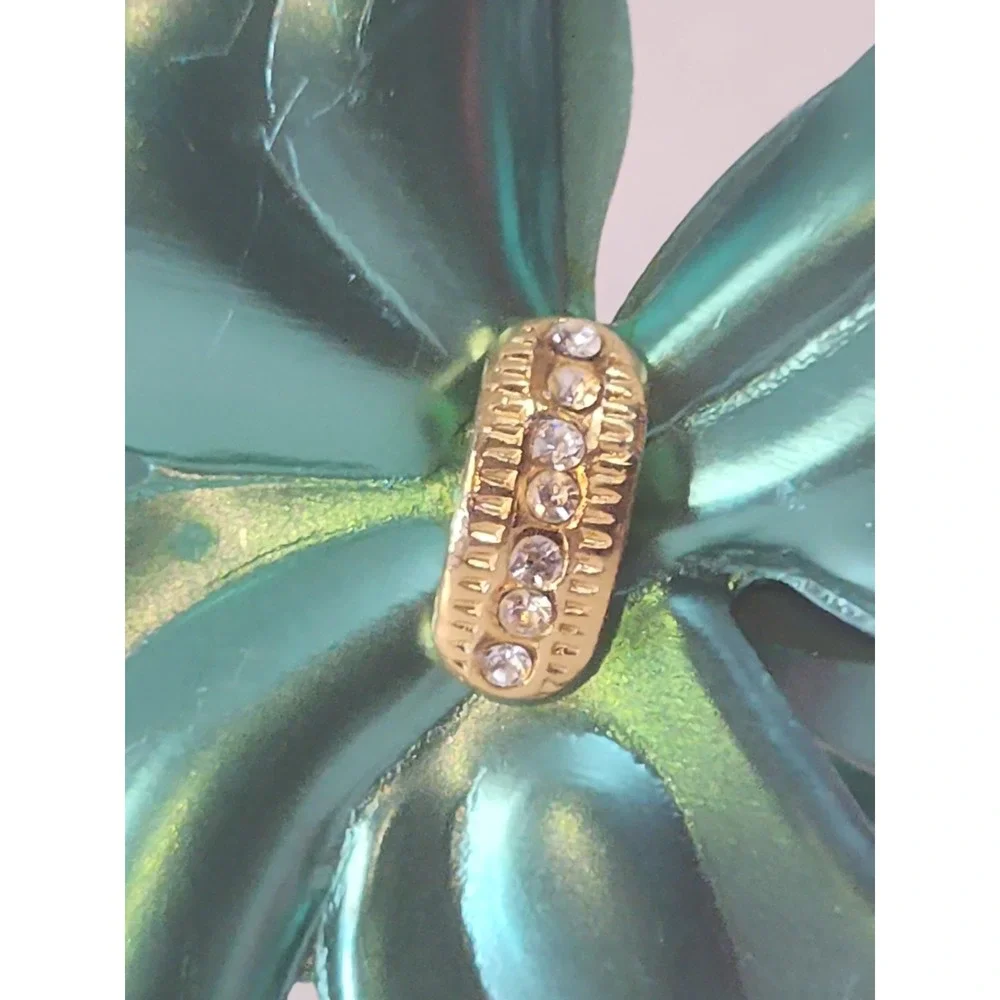 Vintage Metallic Metal Bow Napkin Rings Red Teal Mid Century Retro Set of 4